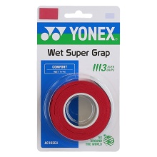 Yonex Overgrip Wet Super Grap 0.6mm (Komfort/glatt/leicht haftend) rot 3er